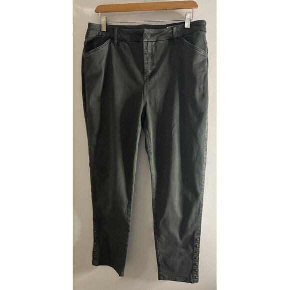 Chico’s So Slimming Girlfriend Slim Leg Ankle Evergreen Denim Jeans Large NEW - Picture 1 of 11